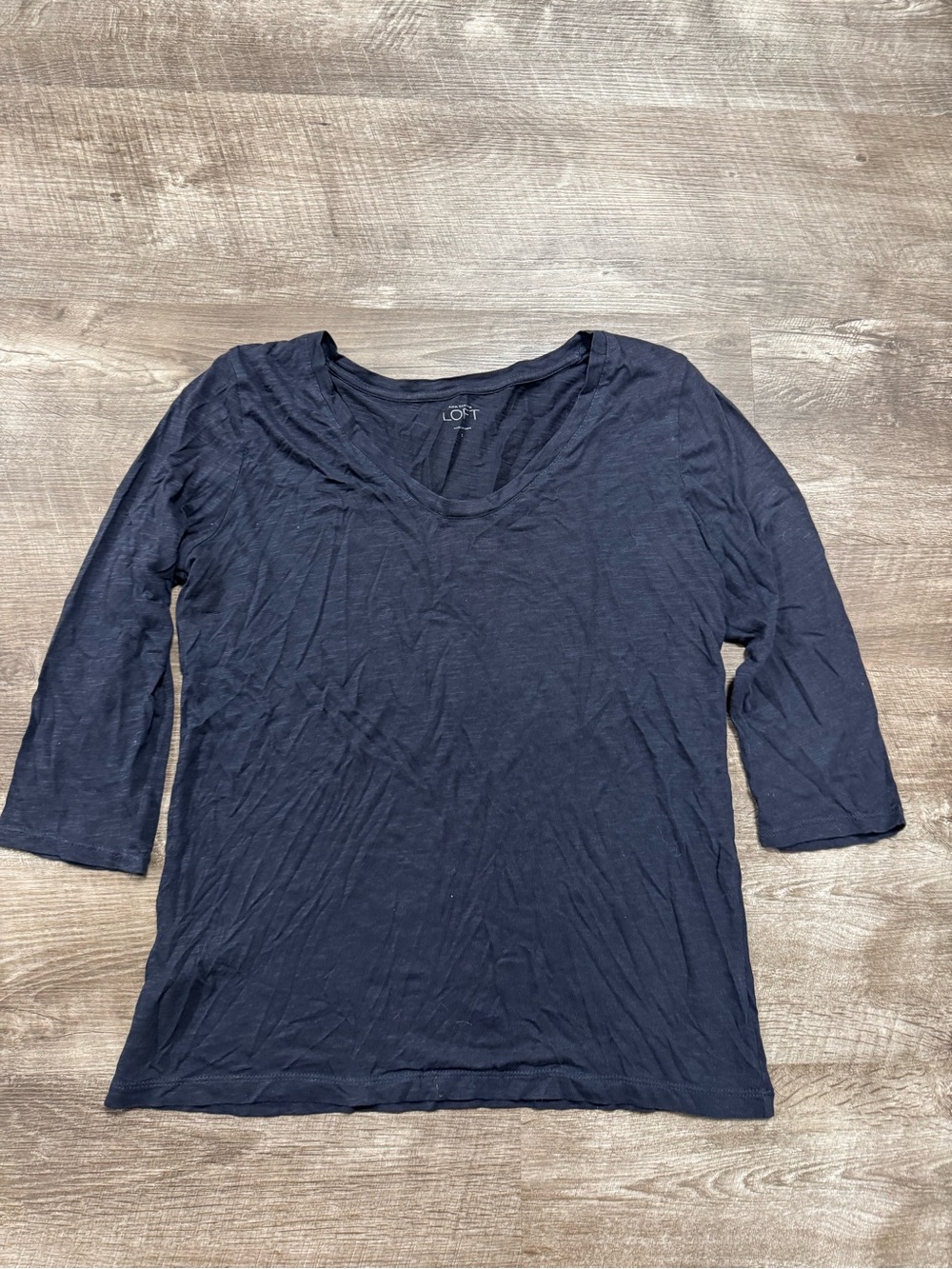 Ann Taylor LOFT Navy Quarter Sleeve Shirt Size Small